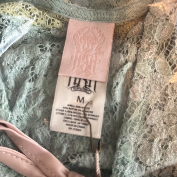 We Are HAH Kim On Lace Boho Ruffle Top Blue Green Size M - Picture 8 of 9